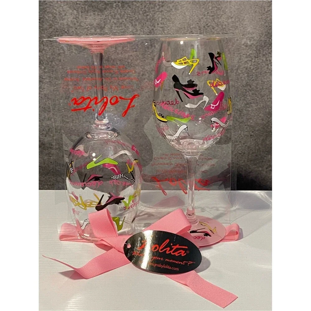 Lolita Decisions Acrylic Wine Glasses Set of 2 Love My Party of Two New⁠
